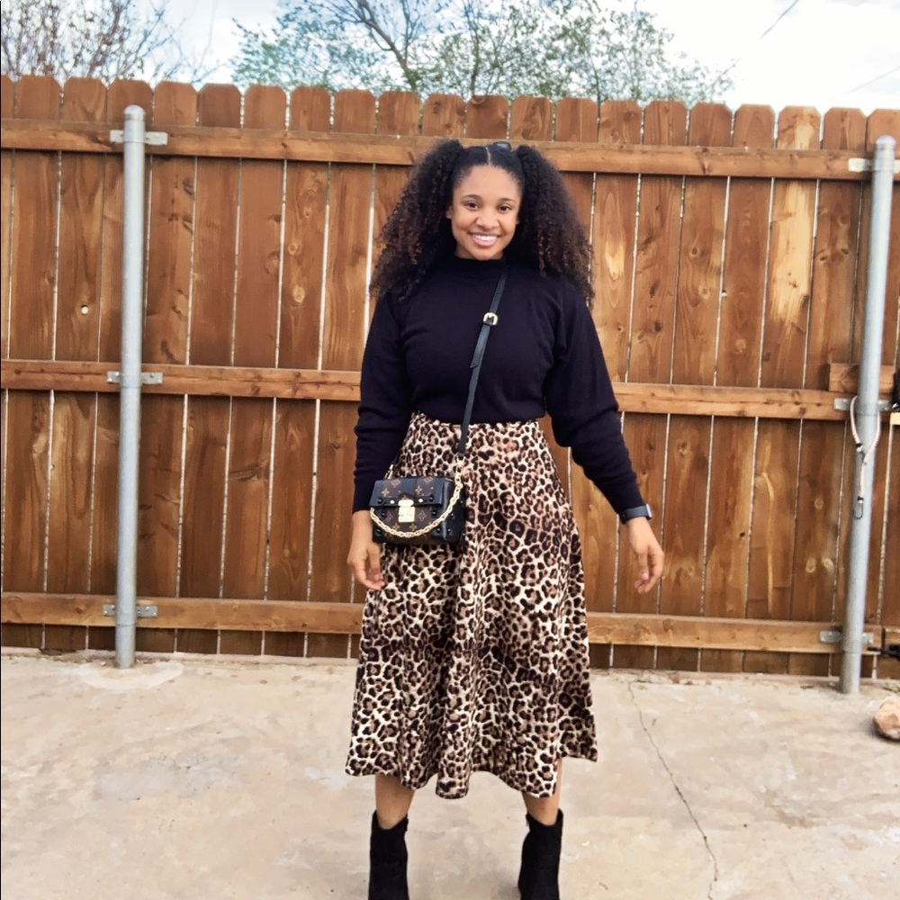 Wild print midi skirt